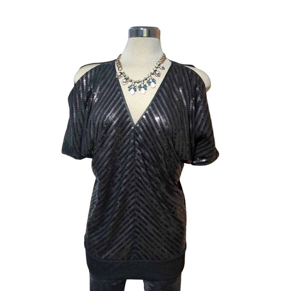 Seduction Black Sequin Women's Top Size M